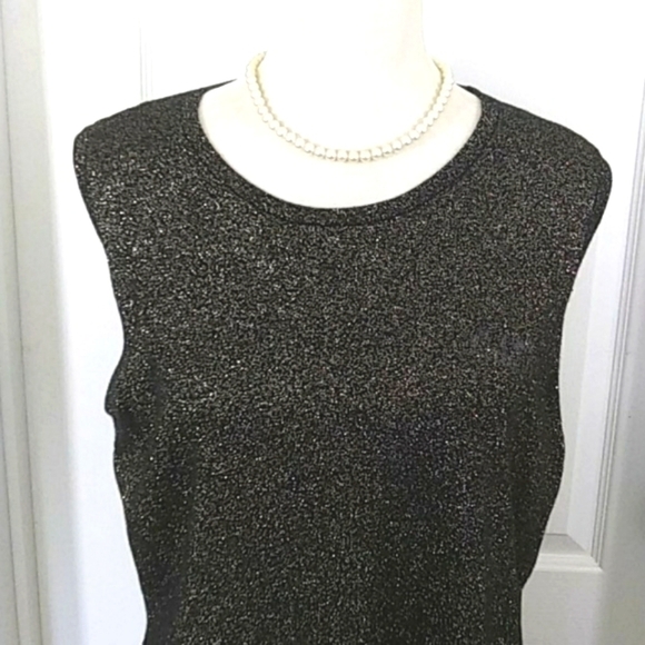 Luxe by Carmen Marc Valvo Metallic Top Womens Plus Size 2XW - Picture 3 of 5